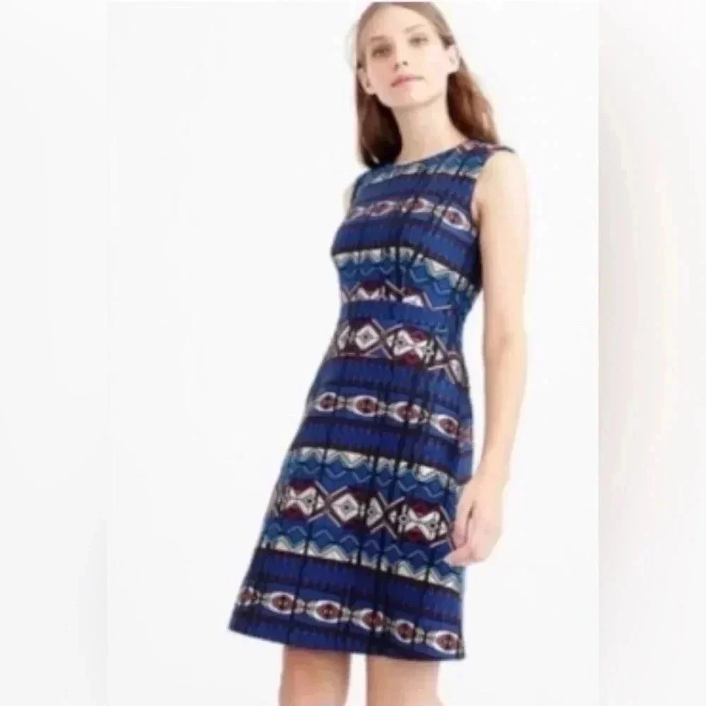 J.Crew Textured Windowpane Sleeveless A-line Dress